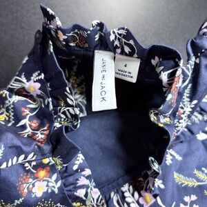 Janie & Jack Navy cotton Blue Wildflower Floral‎ Romper Jumpsuit Outfit size 4